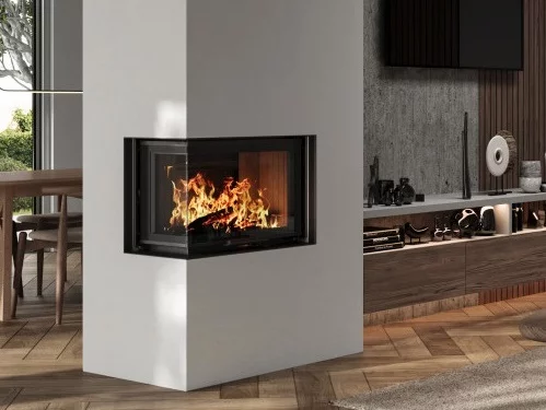 La combinaison entre fonctionnalité et de style avec cette cheminée d'angle encastrable, NORDIC FIRE - ELITE 70 L+R