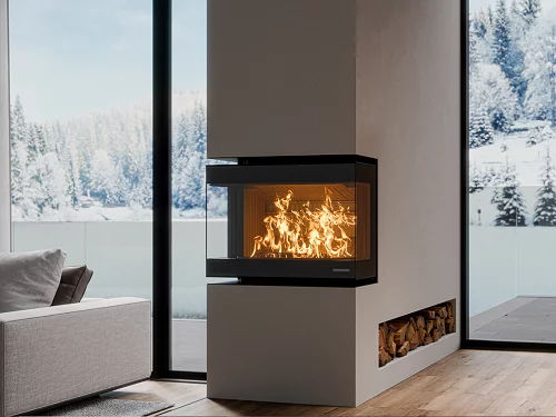 THERMOROSSI - Panorama - Insert à bois à convection naturelle avec technologie Fullscreen pour maximiser la visibilité du feu