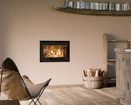 THERMOROSSI - Skyline 490 - Insert à bois à convection naturelle avec la technologie Fullscreen pour maximiser la visibilité du feu