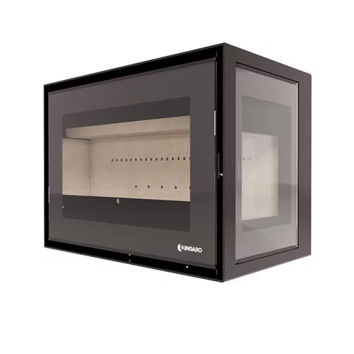 UNGARO - Inux 65 2F - Un insert à bois deux vitres au style contemporain au rendement élevés de largeur 65 cm