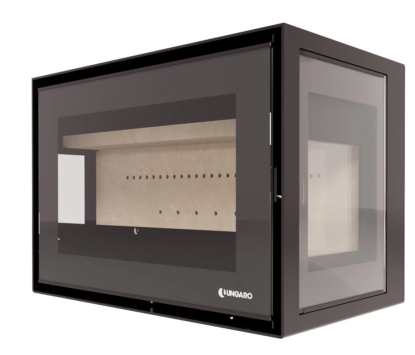 UNGARO - Inux 75 3F - Un insert à bois trois vitres au style contemporain au rendement élevés de largeur 75 cm